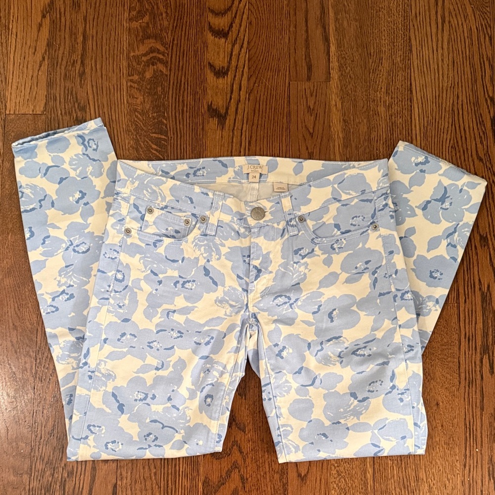 J. Crew Factory Blue & White Floral Skinny Jeans